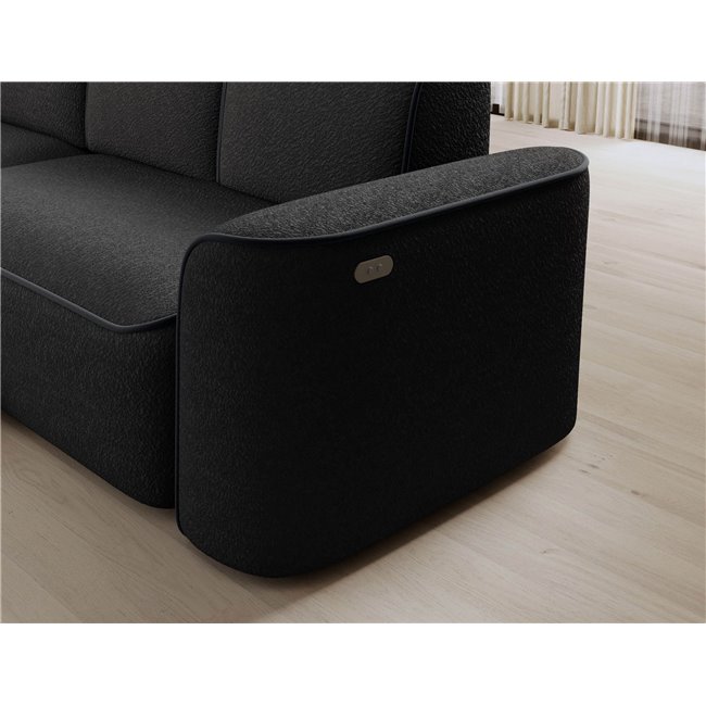 Corner sofa Elume L, sleeping function, Royal 05, Velvetmat 6, bouclé, dark grey, H88x190x287cm