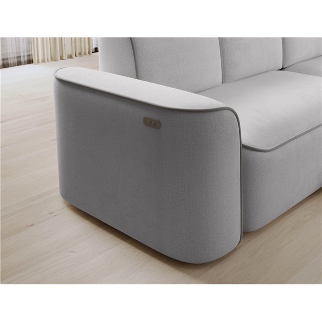 Corner sofa Elume R, sleeping function, Amore 03, Paros 05, bouclé, grey, H88x190x287cm