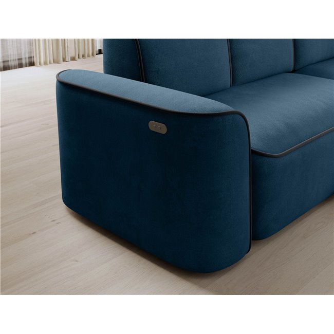 Corner sofa Elume R, sleeping function, Amore 40, Velvetmat 6, bouclé, blue, H88x190x287cm