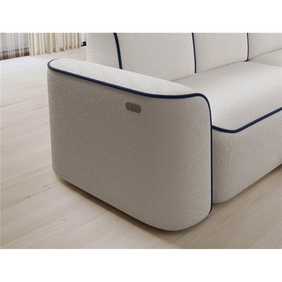 Угловой диван Elume R, с механизмом раскладыванием, Royal 01, Velvetmat 40, букле, белый, H88x190x287см