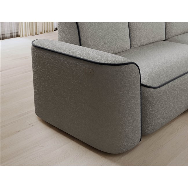 Угловой диван Elume R, с механизмом раскладыванием, Royal 04, Velvetmat 6, букле, серый, H88x190x287см