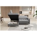 Corner sofa Elbare L, sleeping function, Raquel 04, grey, H100x160x208cm