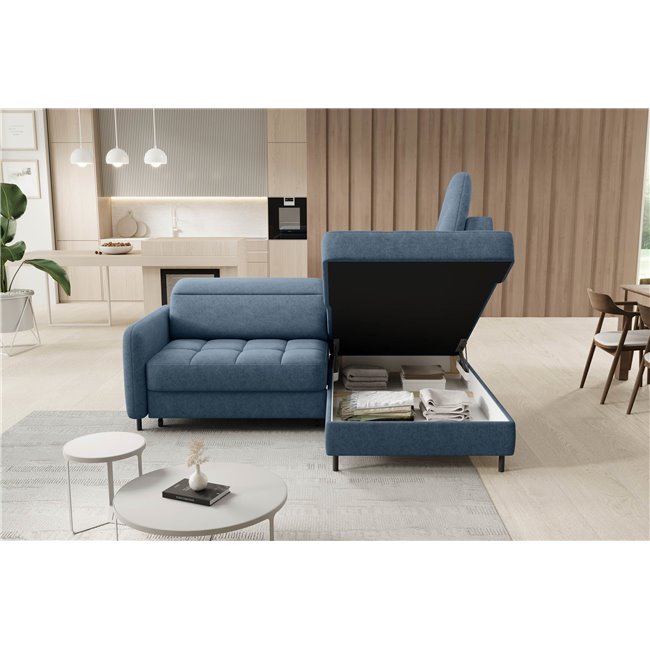 Corner sofa Elbare R, sleeping function, Raquel 40, dark blue, H100x160x208cm