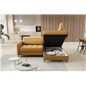Corner sofa Elbare R, sleeping function, Manhattan 45, velvet, yellow, H100x160x208cm