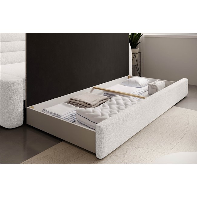 Sofa bed Elfabilo R, sleeping function, Royal 01, bouclé, white, H80x86x223cm