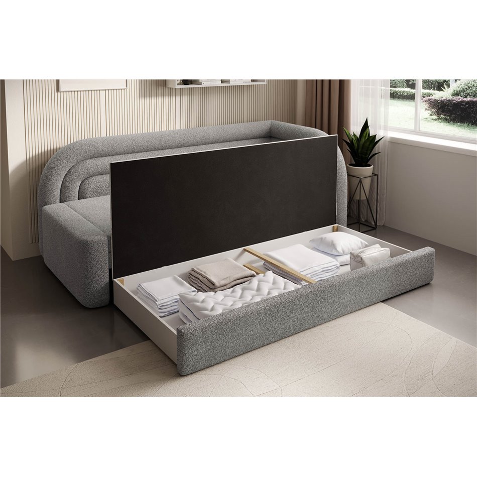 Sofa bed Elfabilo R, sleeping function, Royal 04, bouclé, grey, H80x86x223cm