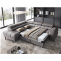 Corner sofa Elferucce L, sleeping function, Aura 04, velvet, grey, H93x200x276cm
