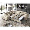 Corner sofa Elferucce L, sleeping function, Aura 18, velvet, beige, H93x200x276cm