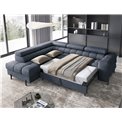 Corner sofa Elferucce L, sleeping function, Aura 40, velvet, dark blue, H93x200x276cm