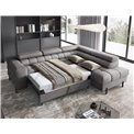 Corner sofa Elferucce R, sleeping function, Aura 04, velvet, grey, H93x200x276cm