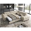 Corner sofa Elferucce R, sleeping function, Aura 18, velvet, beige, H93x200x276cm