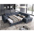 Corner sofa Elferucce R, sleeping function, Aura 40, velvet, dark blue, H93x200x276cm