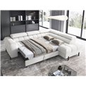 Corner sofa Elferucce R, sleeping function, Royal 01, bouclé, white, H93x200x276cm