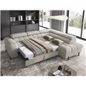 Corner sofa Elferucce R, sleeping function, Royal 20, bouclé, beige, H93x200x276cm