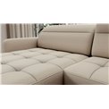 U shape sofa Elberto L, sleeping function, Manhattan 18, velvet, beige, H100x165x306cm