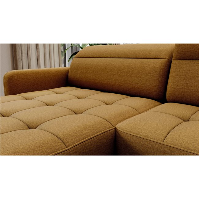 U shape sofa Elberto L, sleeping function, Manhattan 45, velvet, yellow, H100x165x306cm