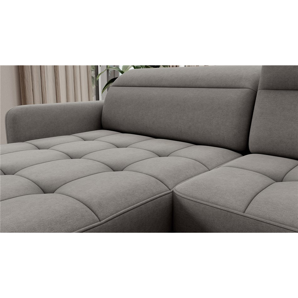 U shape sofa Elberto L, sleeping function, Raquel 04, grey, H100x165x306cm