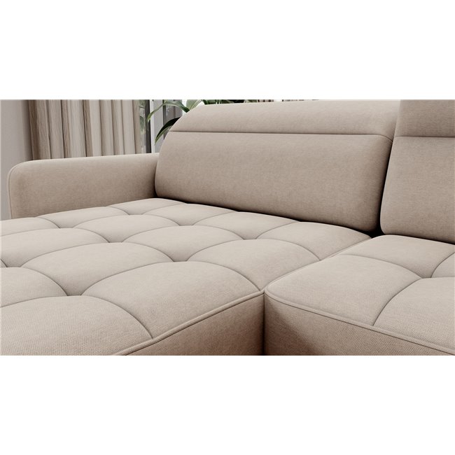 U shape sofa Elberto L, sleeping function, Raquel 18, beige, H100x165x306cm