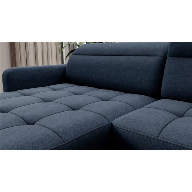 U shape sofa Elberto L, sleeping function, Raquel 40, blue, H100x165x306cm