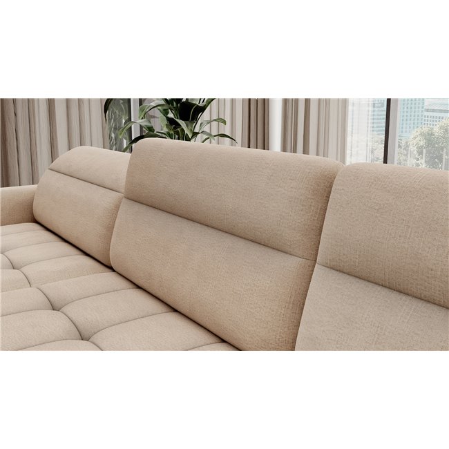 U shape sofa Elberto L, sleeping function, Toscany 18, velvet, beige, H100x165x306cm