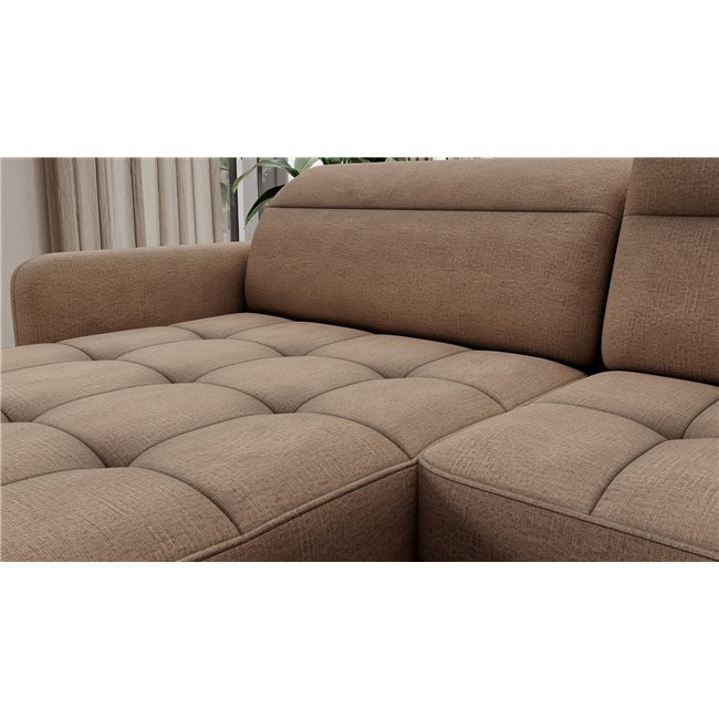 U shape sofa Elberto L, sleeping function, Toscany 20, velvet, brown, H100x165x306cm