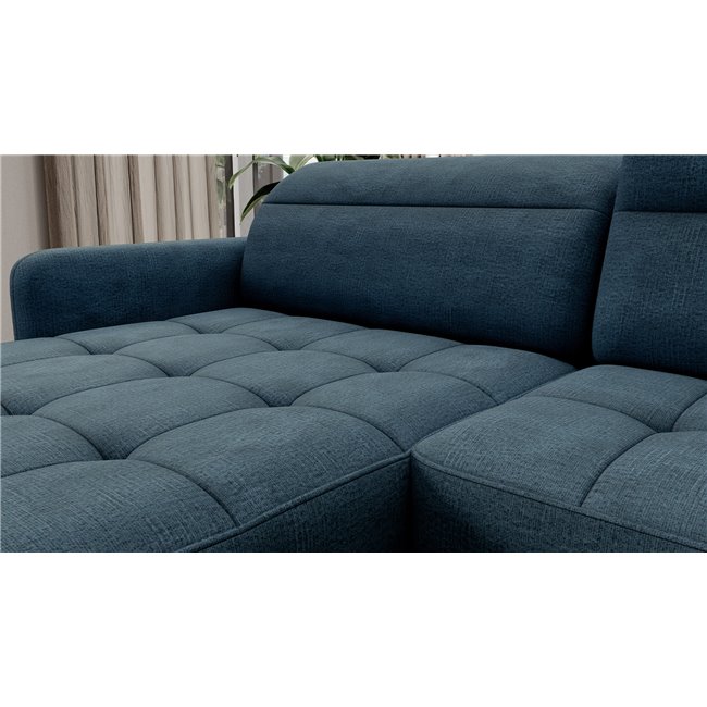 U shape sofa Elberto L, sleeping function, Toscany 40, velvet, blue, H100x165x306cm