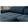 U shape sofa Elberto L, sleeping function, Toscany 40, velvet, blue, H100x165x306cm