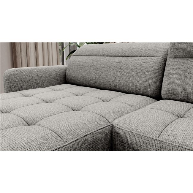 U shape sofa Elberto L, sleeping function, Aubron 04, wavy velvet, grey, H100x165x306cm