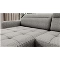 U shape sofa Elberto L, sleeping function, Aubron 04, wavy velvet, grey, H100x165x306cm