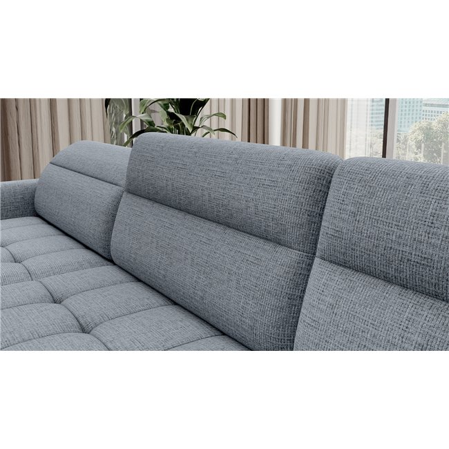 U shape sofa Elberto L, sleeping function, Aubron 100, wavy velvet, blue, H100x165x306cm