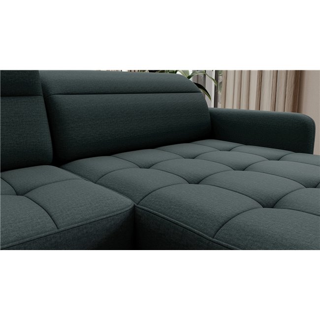 U shape sofa Elberto R, sleeping function, Manhattan 38, velvet, green, H100x165x306cm