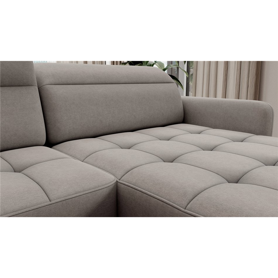 U shape sofa Elberto R, sleeping function, Raquel 03, grey, H100x165x306cm