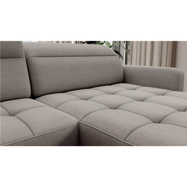 U shape sofa Elberto R, sleeping function, Raquel 03, grey, H100x165x306cm