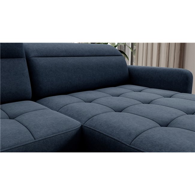 U shape sofa Elberto R, sleeping function, Raquel 40, blue, H100x165x306cm