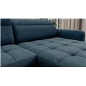 U shape sofa Elberto R, sleeping function, Toscany 40, velvet, blue, H100x165x306cm