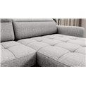 П-образный угловой диван Elberto R, раздвижной, Aubron 03, волнистый бархат, серый, H100x165x306см
