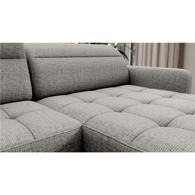U shape sofa Elberto R, sleeping function, Aubron 04, wavy velvet, grey, H100x165x306cm