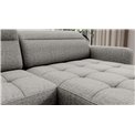 U shape sofa Elberto R, sleeping function, Aubron 04, wavy velvet, grey, H100x165x306cm