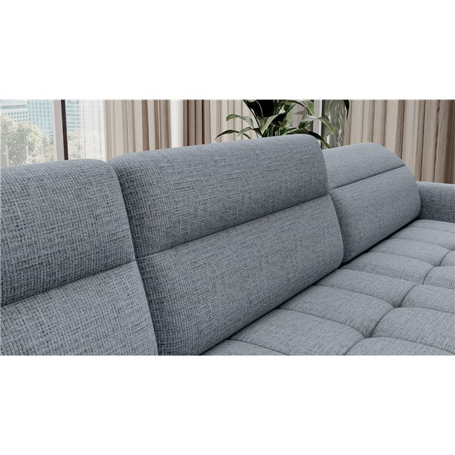 U shape sofa Elberto R, sleeping function, Aubron 100, wavy velvet, blue, H100x165x306cm
