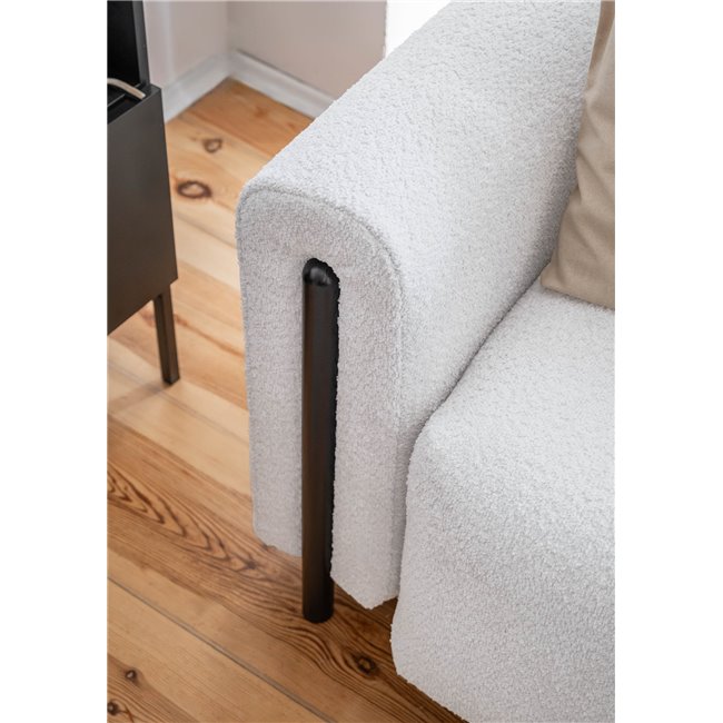 Sofa bed Elcadova Black, sleeping function, Royal 03, bouclé, grey, H97x97x244cm