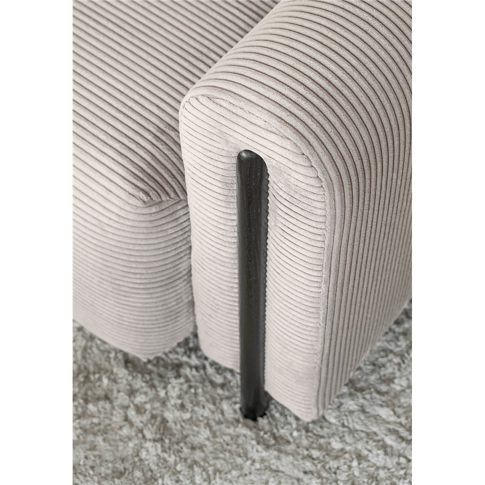 Sofa bed Elcadova Black, sleeping function, Jarell 18, wavy velvet, beige, H97x97x244cm