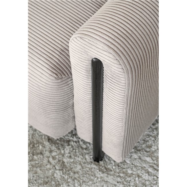 Sofa bed Elcadova Black, sleeping function, Jarell 18, wavy velvet, beige, H97x97x244cm