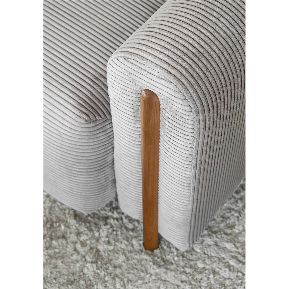 Sofa bed Elcadova Oak, sleeping function, Jarell 03, wavy velvet, grey, H97x97x244cm