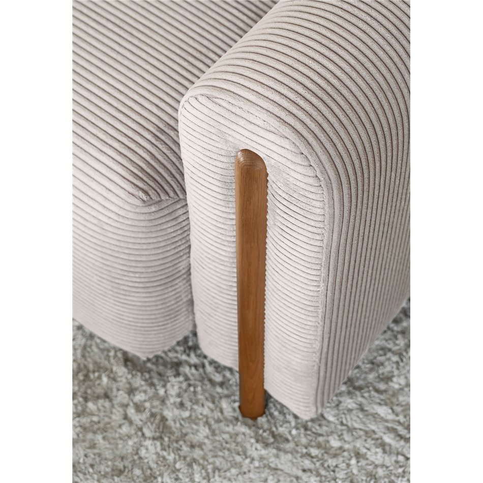 Sofa bed Elcadova Oak, sleeping function, Jarell 18, wavy velvet, beige, H97x97x244cm