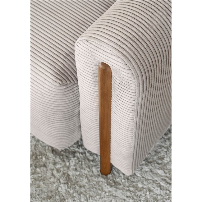 Sofa bed Elcadova Oak, sleeping function, Jarell 18, wavy velvet, beige, H97x97x244cm