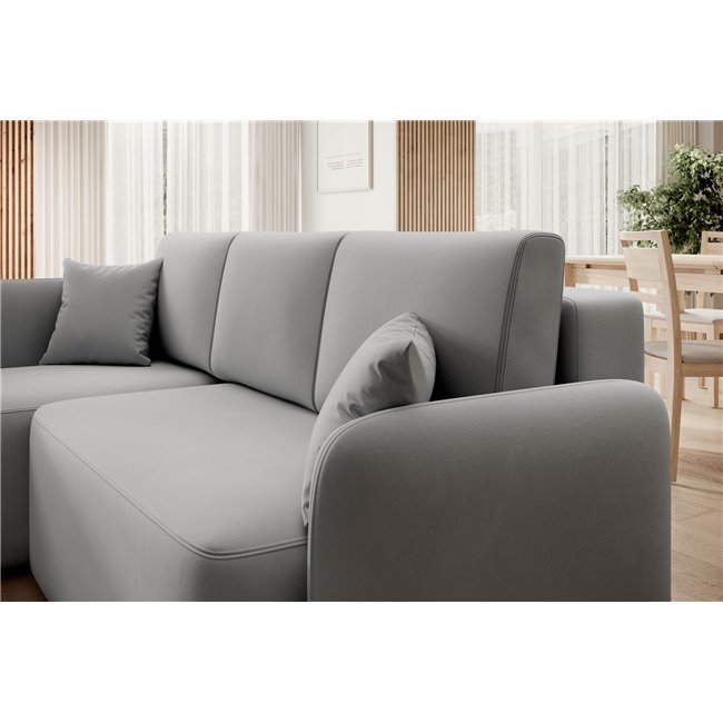 Corner sofa Elhandson L, sleeping function, Sola 4, grey, H89x150x206cm