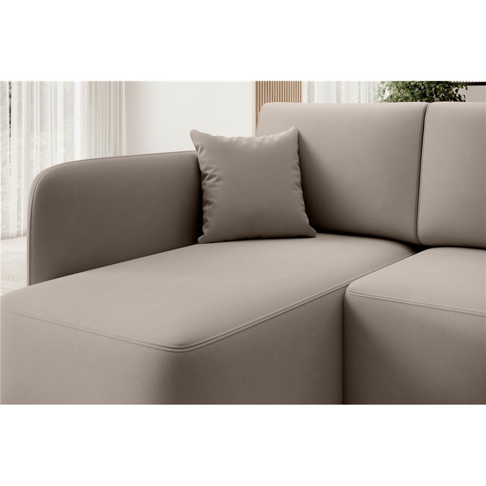 Corner sofa Elhandson L, sleeping function, Sola 18, beige, H89x150x206cm