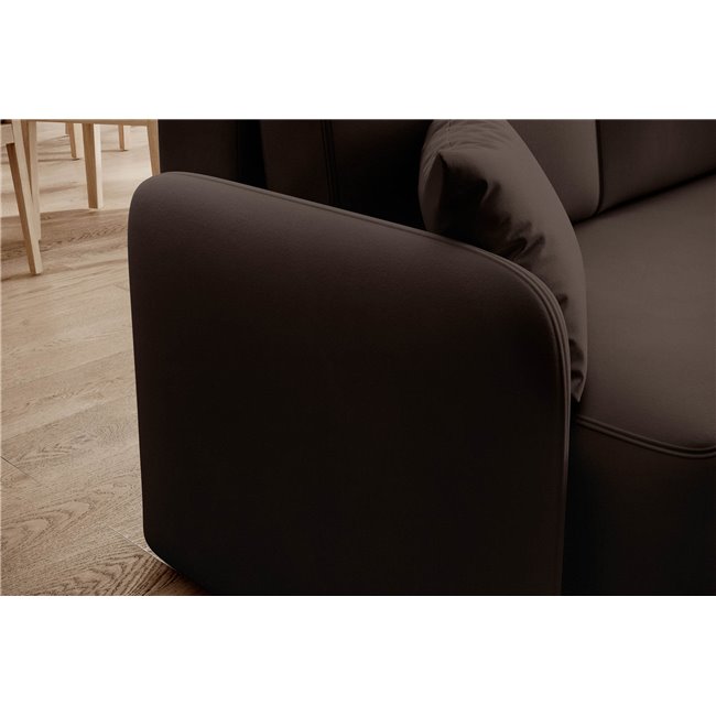 Corner sofa Elhandson R, sleeping function, Lukso 22, velvet, brown, H89x150x206cm
