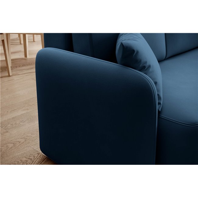 Corner sofa Elhandson R, sleeping function, Lukso 40, velvet, blue, H89x150x206cm