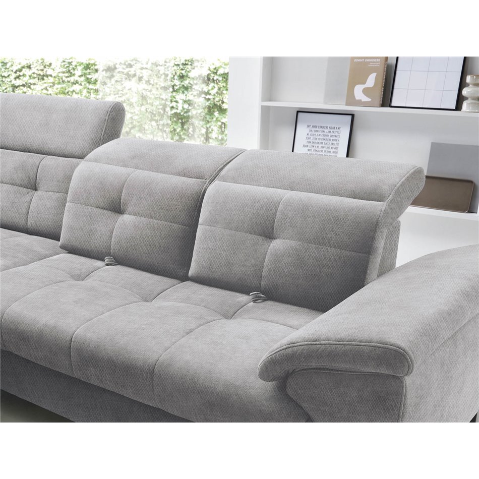 Corner sofa Elinferne L, sleeping function, Raquel 04, grey, H107x210x297cm